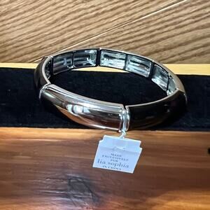 NWT Lia Sophia Silver Tone Stretch Bangle‎ Bracelet Fashion Jewelry NEW